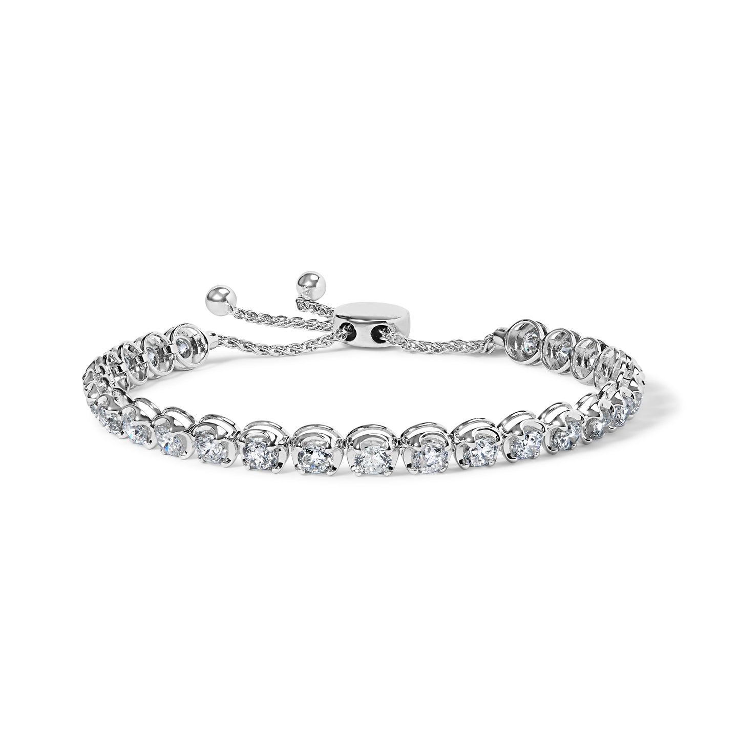 14K White Gold 6.00 Cttw Diamond 4â€-10â€ Adjustable Bolo Tennis Bracelet (I-J Color, I1-I2 Clarity)