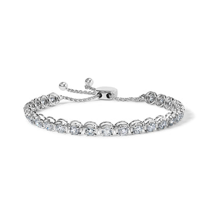 14K White Gold 6.00 Cttw Diamond 4â€-10â€ Adjustable Bolo Tennis Bracelet (I-J Color, I1-I2 Clarity)