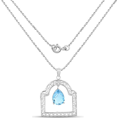 10.50 Carat Genuine Swiss Blue Topaz .925 Sterling Silver Pendant