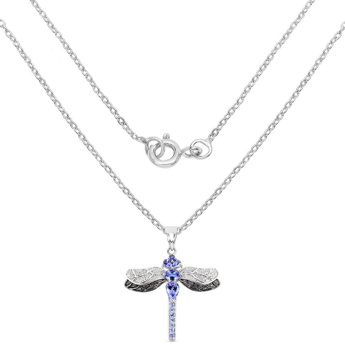 1.93 Carat Genuine Tanzanite and White Topaz .925 Sterling Silver Pendant