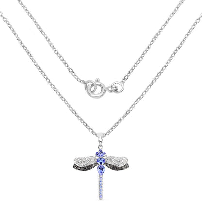 1.93 Carat Genuine Tanzanite and White Topaz .925 Sterling Silver Pendant