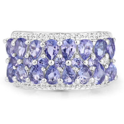 2.59 Carat Genuine Tanzanite .925 Sterling Silver Ring