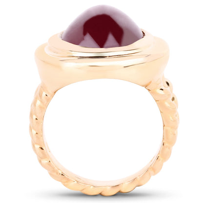 14K Rose Gold Plated 17.60 Carat Genuine Glass Filled Ruby .925 Sterling Silver Ring