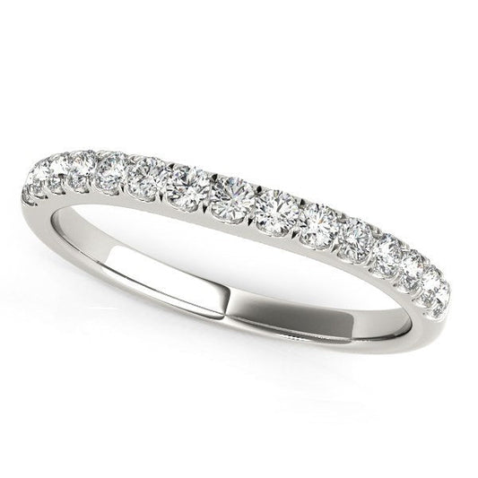 Alliance de mariage en or blanc 14 carats pavée de diamants (total 0,25 carat)