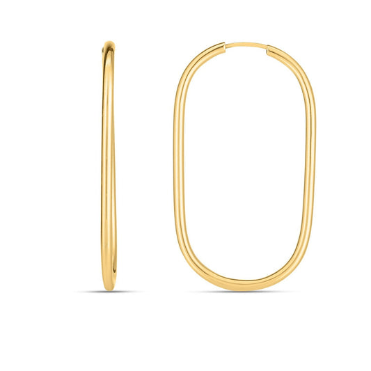 Boucles d'oreilles créoles grandes trombones en or jaune 14 carats