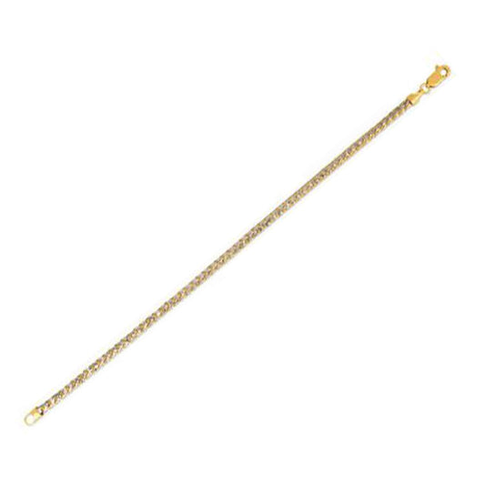 Chaîne Franco ronde pavée en or jaune 14 carats (3,15 mm)