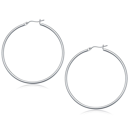 Boucles d'oreilles créoles polies en or blanc 14 carats (50 mm)