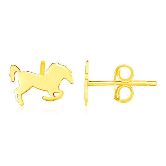 Boucles d'oreilles cheval en or jaune 14 carats