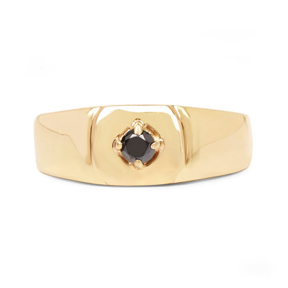 14K Yellow Gold Plated 0.20 Carat Genuine Black Diamond .925 Sterling Silver Ring