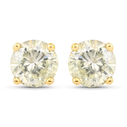 1.24 Carat Genuine LB Diamond 14K Yellow Gold Earrings