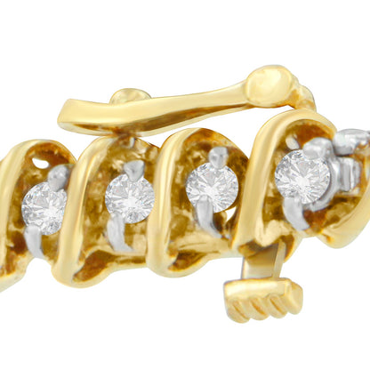 18K Yellow Gold Round Cut Diamond Spiral Link Bracelet (2.00 cttw, I-J Color, I1-I2 Clarity)