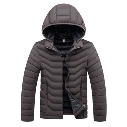 Men's Winter Casual Hooded Parka Jacket with Detachable Hat