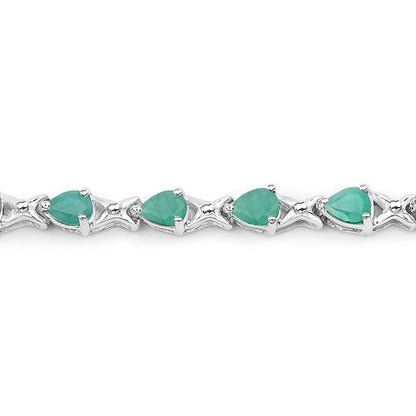 3.08 Carat Genuine Emerald .925 Sterling Silver Bracelet
