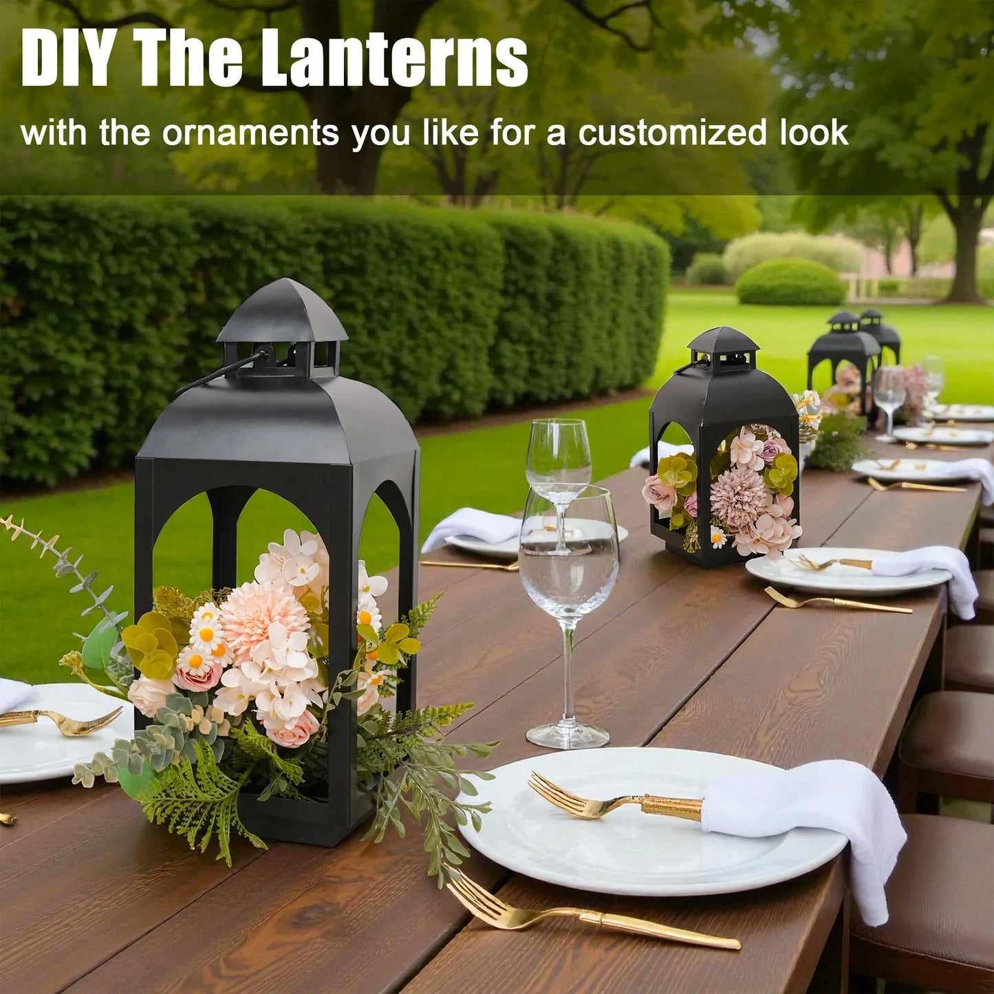 18" & 11.5" High Hanging Candle Lanterns with LED Pillar Candles