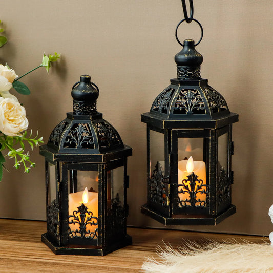 9.5" H Vintage Decorative Lanterns Metal Hanging Lantern