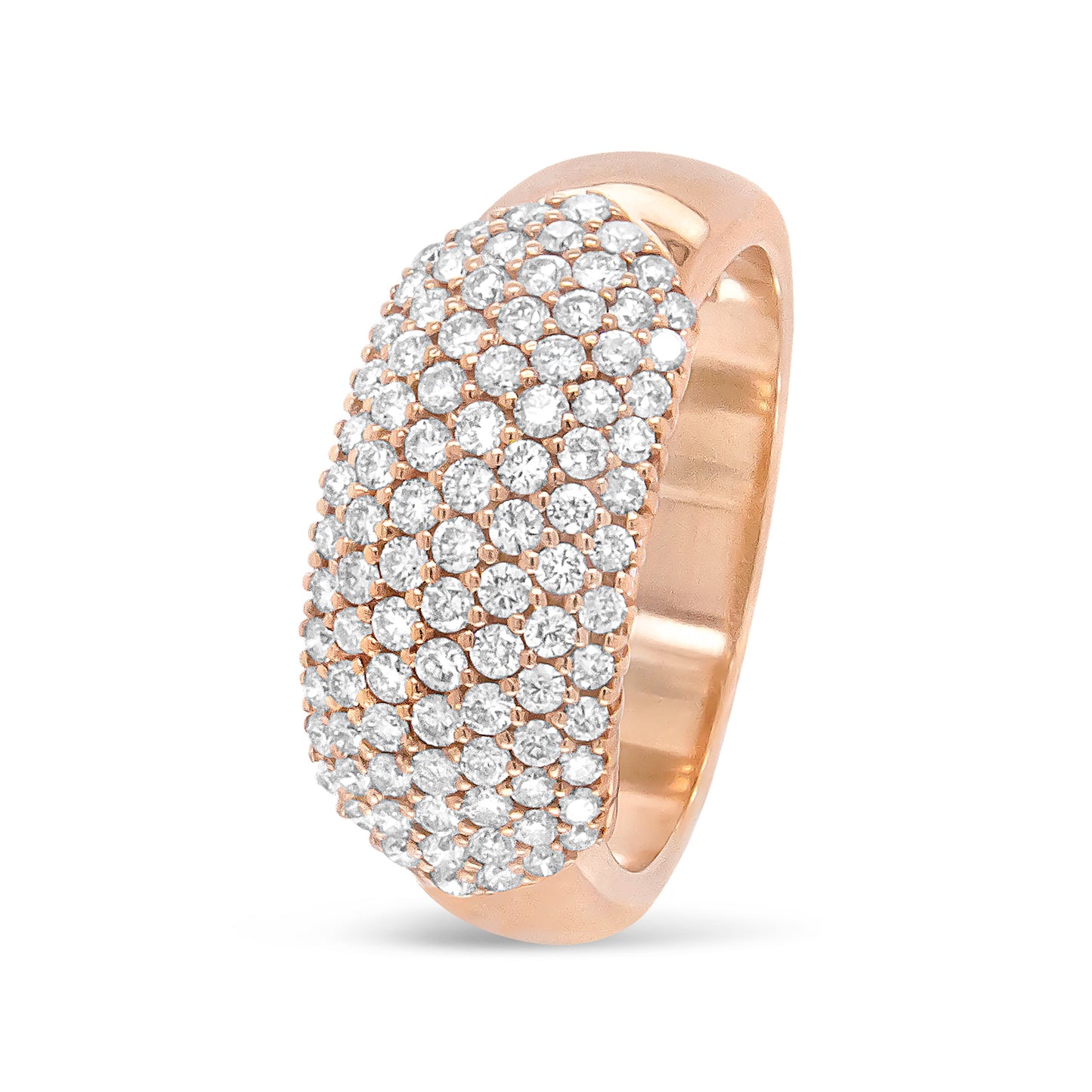 18K Rose Gold 1.00 Cttw Diamond Multi Row Dome Band Ring (F-G Color, VS1-VS2 Clarity) - Ring size 7