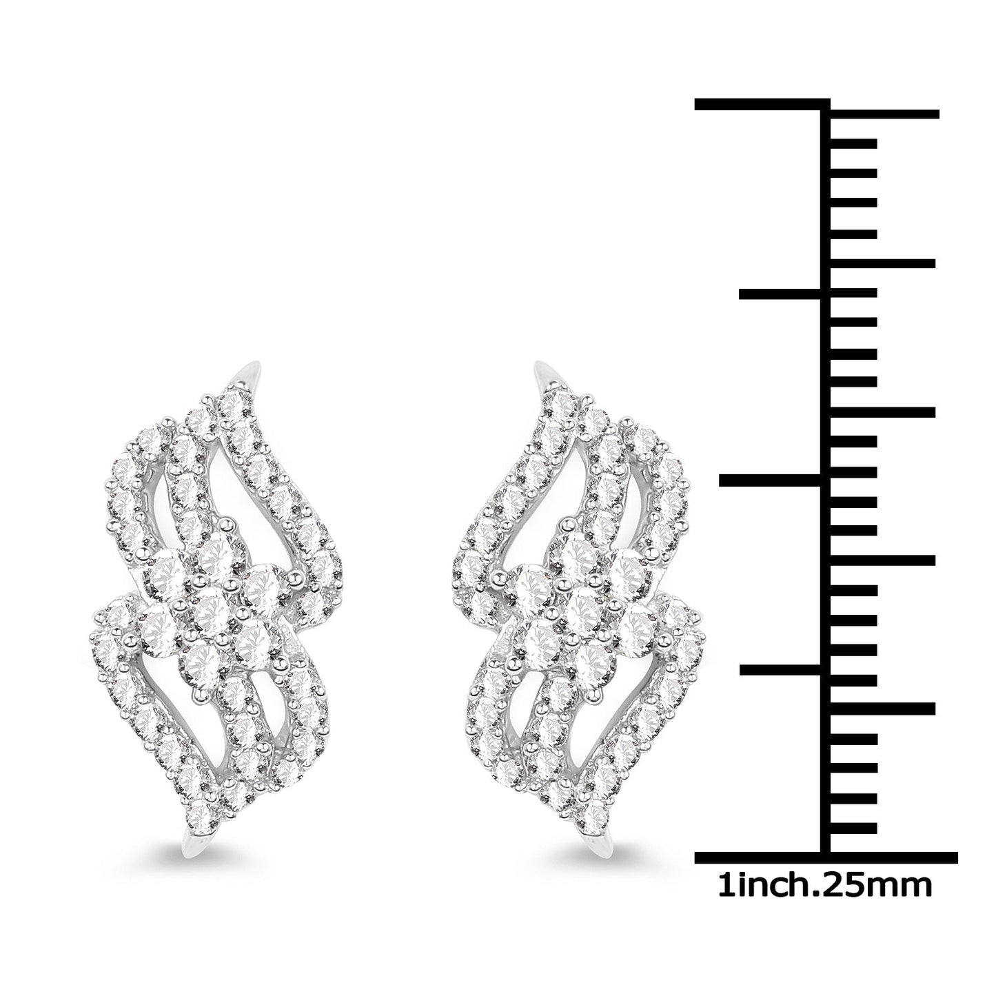 0.68 Carat Genuine White Diamond 14K White Gold Earrings (G-H Color, SI1-SI2 Clarity)