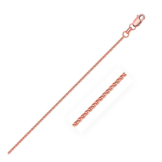 Chaîne épi ronde en or rose 14 carats, taillée au diamant, 1,1 mm