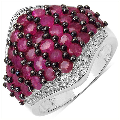 2.76 Carat Genuine Ruby & White Topaz .925 Sterling Silver Ring