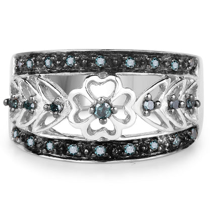 0.31 Carat Genuine Blue Diamond .925 Sterling Silver Ring