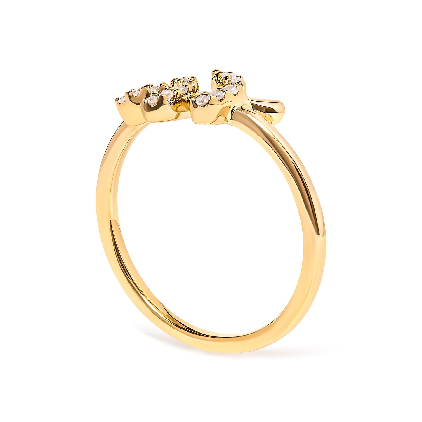10K Yellow Gold 1/10 Cttw Diamond Leaf and Branch Ring (H-I Color, I1-I2 Clarity) - Ring Size 7