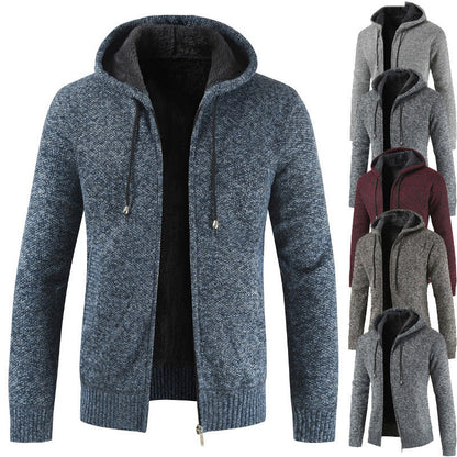 2026 Cross-Border Ebay Autumn And Winter New Men's Thickened Fleece Cardigan Sweater Men's Hooded Cardigan Jacket