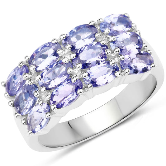 Bague en argent sterling 925 avec tanzanite véritable de 3,00 carats