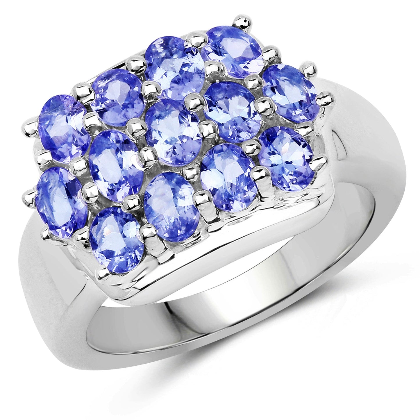 2.21 Carat Genuine Tanzanite .925 Sterling Silver Ring