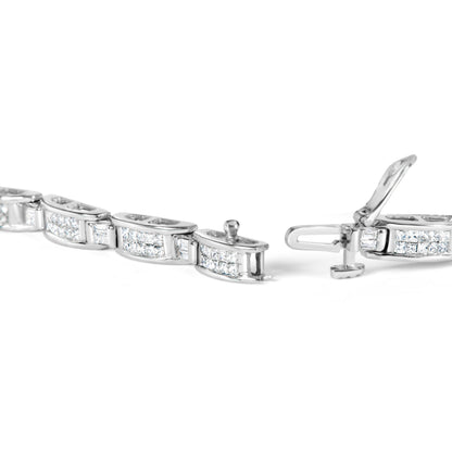 14K White Gold 2.0 Cttw Baguette and Princess-Cut Diamond Tennis Bracelet (H-I Color, SI1-SI2 Clarity) - 7"