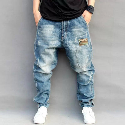 Street Style Denim Harem Pants