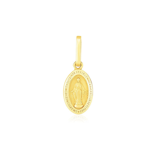 Pendentif Médaille Religieuse Ovale en Or Jaune 14 carats