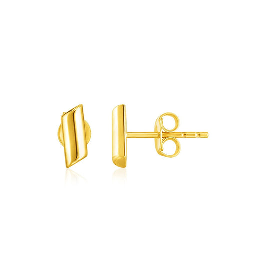 Boucles d'oreilles clous rectangulaires polies en or jaune 14 carats