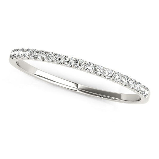 Bague de mariage en or blanc 14 carats avec pavé de diamants (total 0,125 carat)