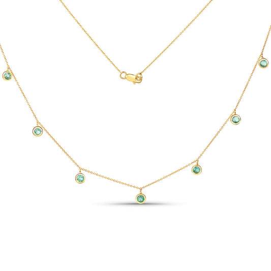 0.90 Carat Genuine Zambian Emerald 10K Yellow Gold Necklace