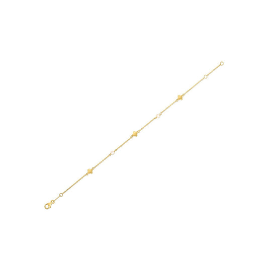 Bracelet trèfle perle en or jaune 14 carats
