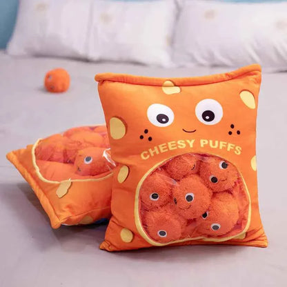 Cheesy Puffs Plush Toy Set (6–9pcs) – Cute Snack Stuffed Pillows Soft Gift for Kids