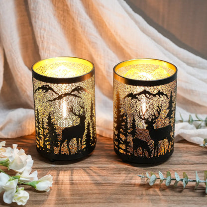 6.5" H Etched Metal Table Lamp Battery Operated Lamp