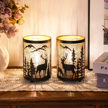 6.5" H Etched Metal Table Lamp Battery Operated Lamp