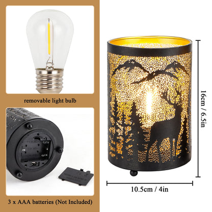 6.5" H Etched Metal Table Lamp Battery Operated Lamp