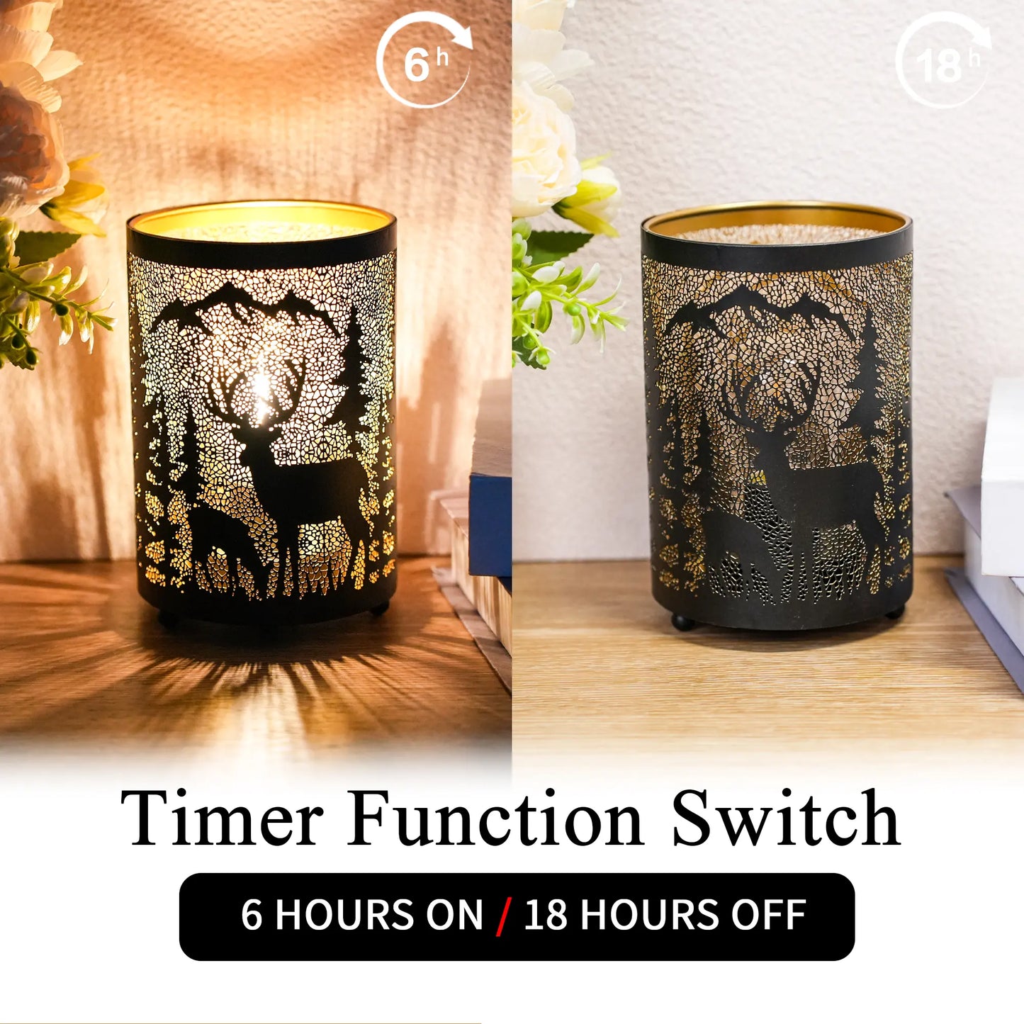6.5" H Etched Metal Table Lamp Battery Operated Lamp