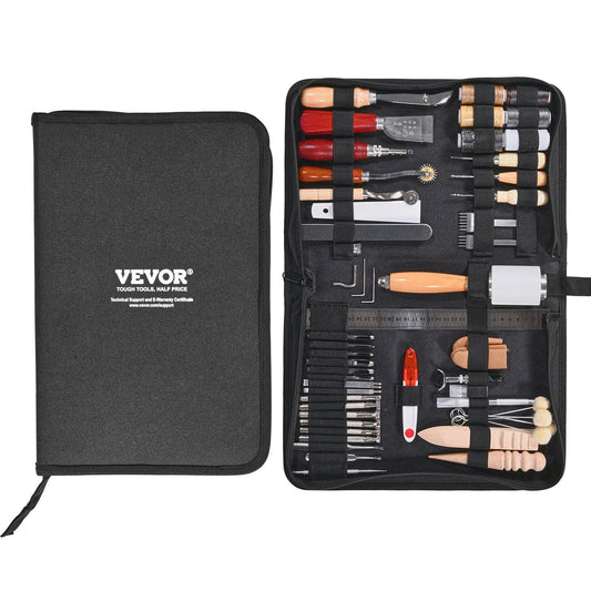 Leather Working Tools Kit 59 PCS Engraving Punching Stamping Sewing Tools