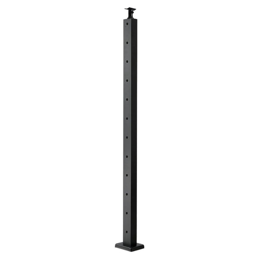 Cable Railing Post, 42x1x2 Inch Level Deck Stair Posts, 1-Pack Stainless Steel Cable Handrail Post, Pre-Drilled Pickets with Mounting Bracket Stair Railing Kit, Black, 1JZLGZXHS1063GGTD001V0