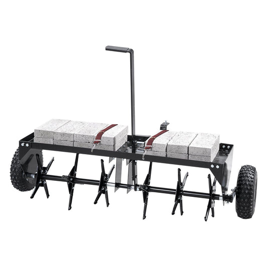 Tow Behind Plug Aerator, 40-Inch Tow Behind Lawn Plug Aerator with Universal Hitch, Pull Behind Aerator with Iron Spikes Alternately Arranged, Lawn Aerator Tow Behind for Gardens, Lawns, Farms