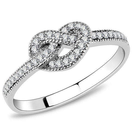 DA053 - High polished (no plating) Stainless Steel Ring with AAA Grade CZ in Clear