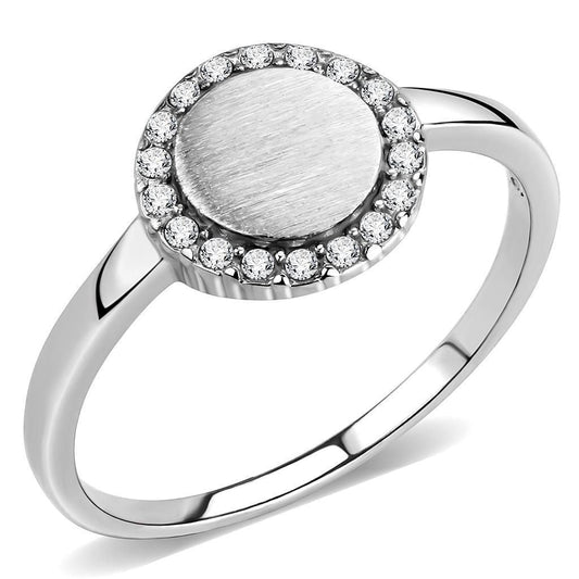 DA340 - No Plating Stainless Steel Ring with AAA Grade CZ in Clear