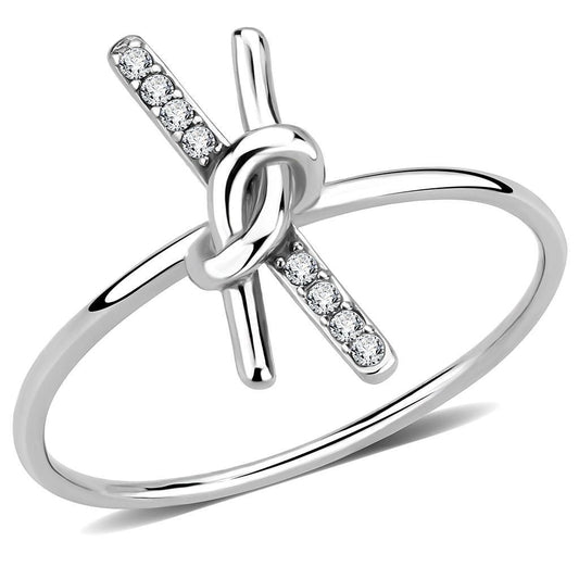 DA313 - No Plating Stainless Steel Ring with AAA Grade CZ in Clear