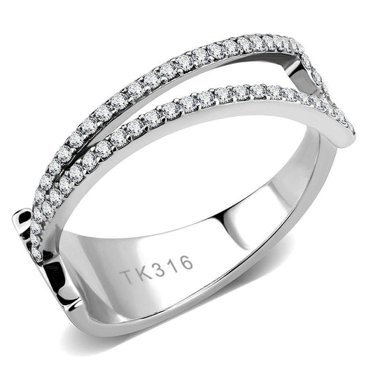 DA310 - No Plating Stainless Steel Ring with AAA Grade CZ in Clear