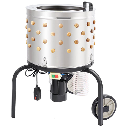 Chicken Plucker Machine, 20" Diameter Stainless Steel Drum De-Feather Remover Poultry, 280RPM Defeathering Equipment with 108 Soft Fingers, 500W Motor for Efficient Poultry Plucking