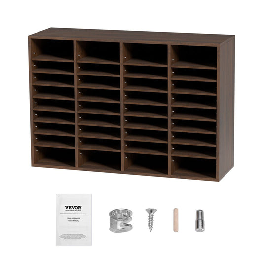 Literature Organizers, 36 Compartments Office Mailbox with Adjustable Shelves, Wood Literature Sorter 39.3x12x26.8 inches for Office, Home, Classroom, Mailrooms Organization, EPA Certified Brown