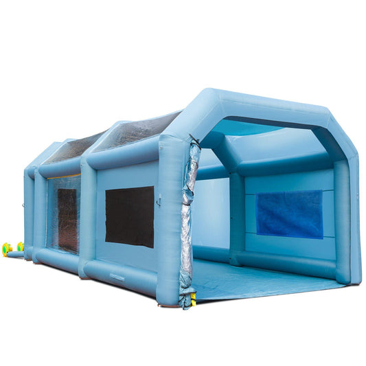 Inflatable Paint Booth, 26x15x11ft Inflatable Spray Booth, High Powerful 750W+950W Blowers Spray Booth Tent, Car Paint Tent Air Filter System for Car Parking Tent Workstation Motorcycle Garage